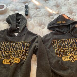 Gray UCI sweatshirt with “Eater Nation” on the hoodie